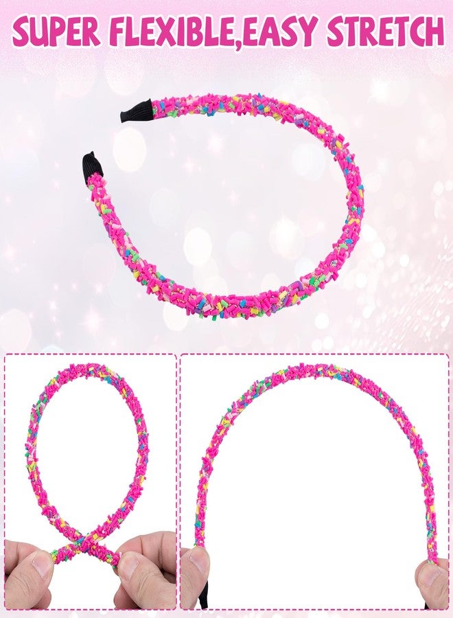 STSTR 2pcs Sprinkle Candy Headbands, Colorful Cute Head Bands for Women, Non Slip Donut Hairband Sweet Hair Accessories for Birthday, Parties, Festivals - 2 Styles - Image 4